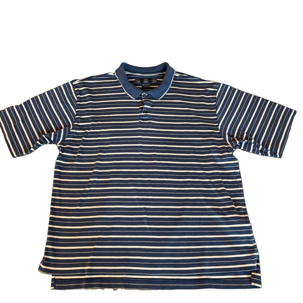 Nike Golf Men's L Navy Striped Polo Shirt 100% Cotton Short Sleeve Classic
